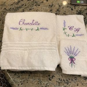 Bath Hand and Washcloth Towel Set lavender & personalized for Charolette 💜